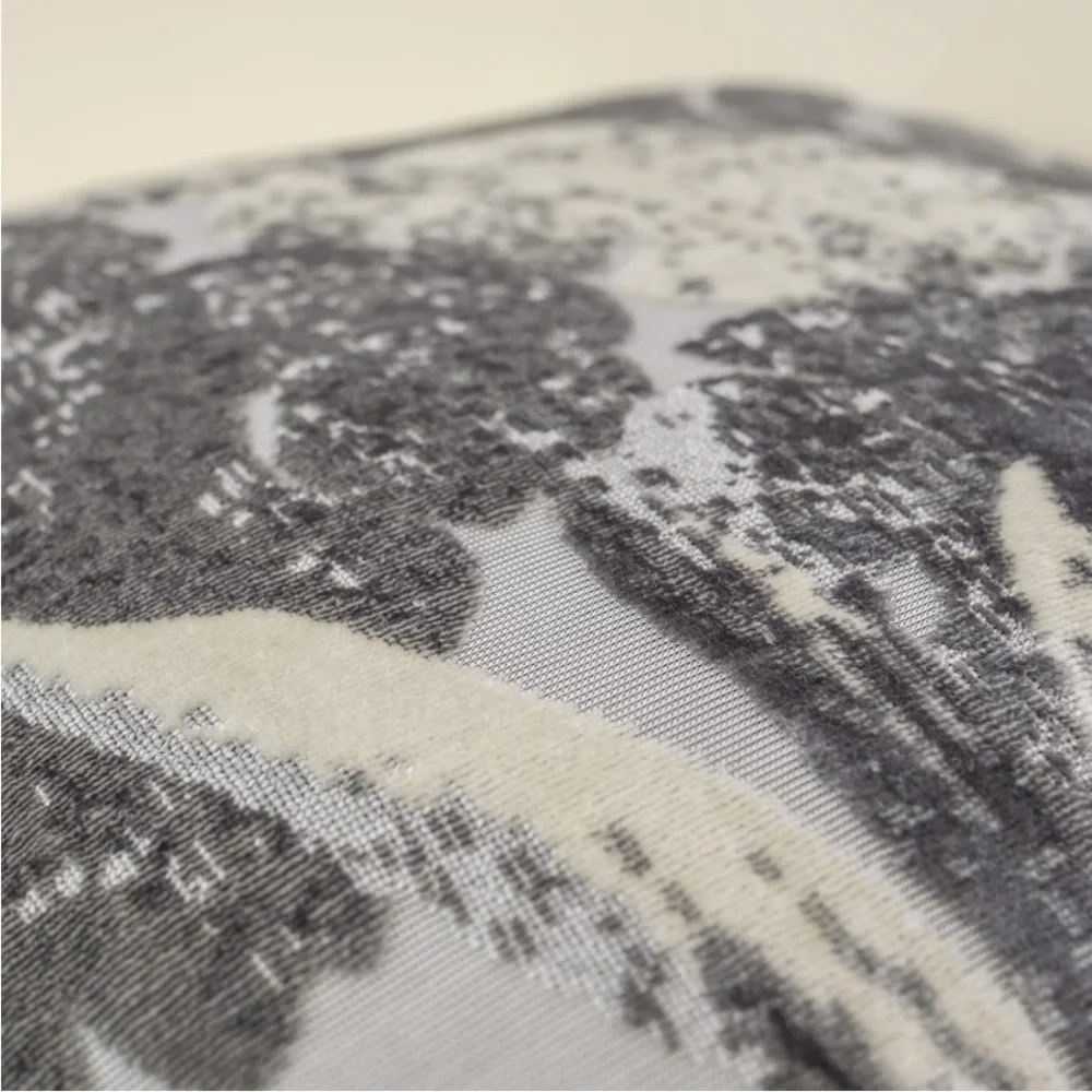 New Yangest Grey Monstera Leaf Velvet Throw PillowVintage Textured Cushion Case